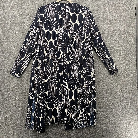 Chicos Travelers Kimono Jacket 0 Womens S Blue Pleated Open Front Long Duster - Picture 5 of 11